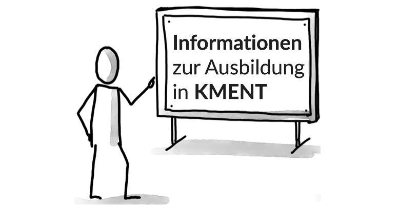 Ausbildung in der Fachrichtung KMENT_Figur neben flipchart