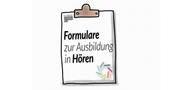Ausbildung in der Fachrichtung HÖREN_Klemmbrett mit Logo