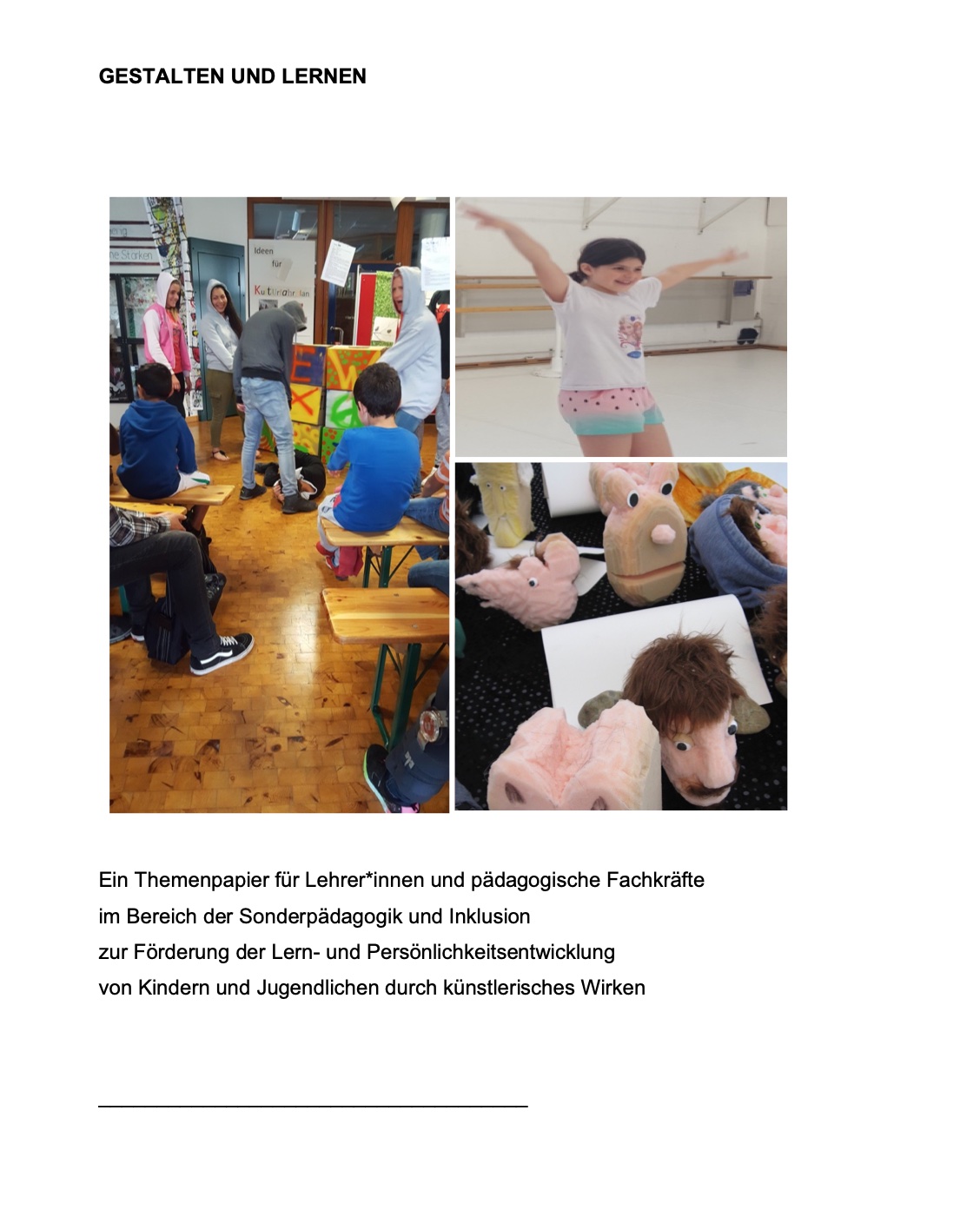 Cover des Themenpapiers Gestalten und Lernen